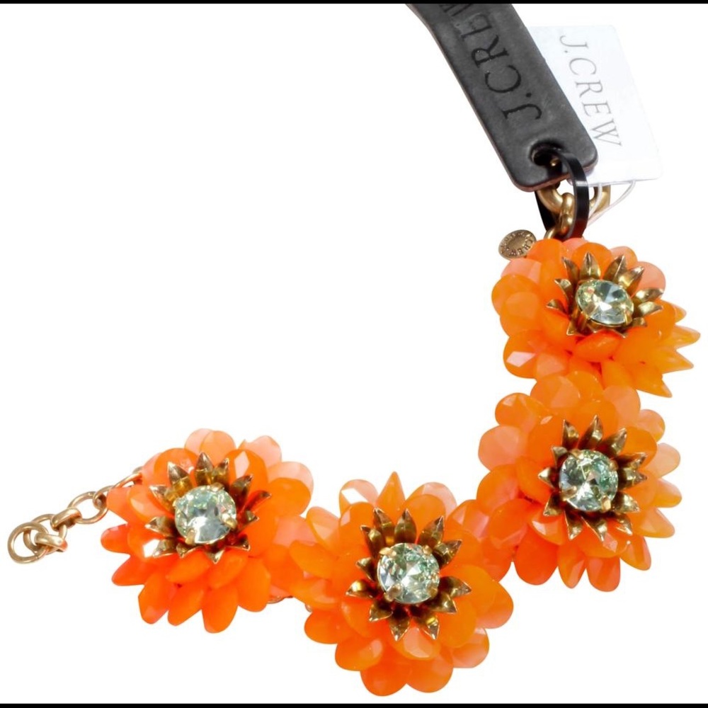J. Crew Orange Floral Statement Bracelet